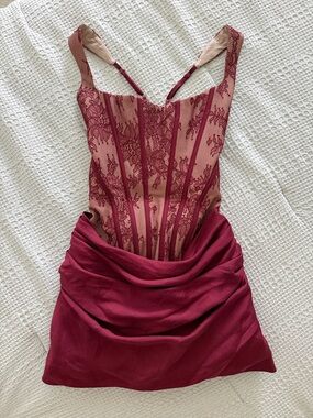 BABYBOO CORNELIA MINI DRESS - BURGUNDY LACE